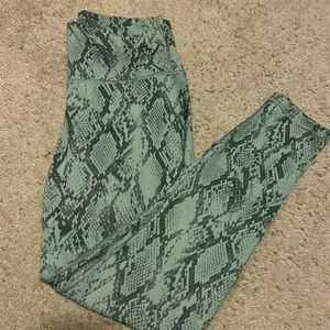 Fabletics green snakeskin leggings
